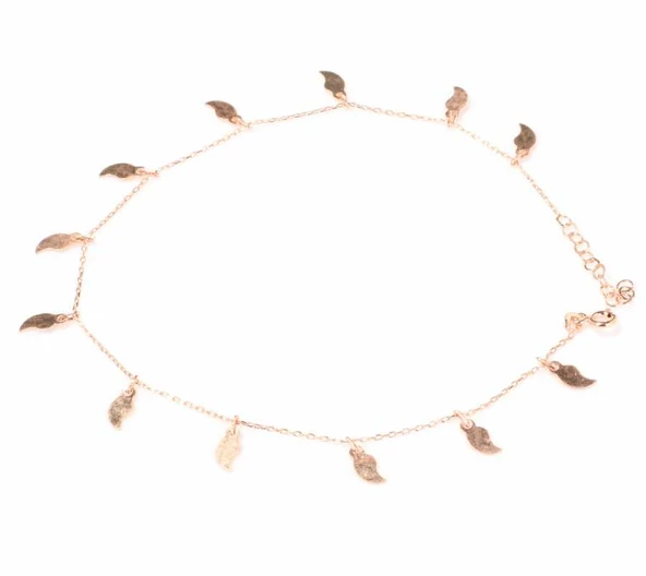 925 Ayar Rose Gümüş Yaprak Modeli Halhal Bileklik - Resim 4