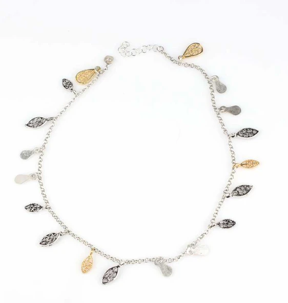 925 Ayar Gümüş Karışık Halhal Bileklik ürün görseli 1