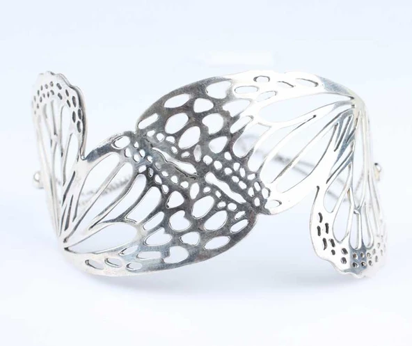 925 Ayar Gümüş Kelebek Bilezik - Resim 2