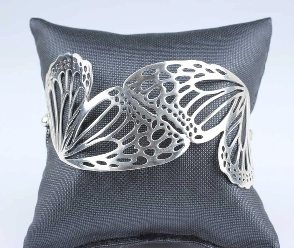 925 Ayar Gümüş Kelebek Bilezik - Resim 4