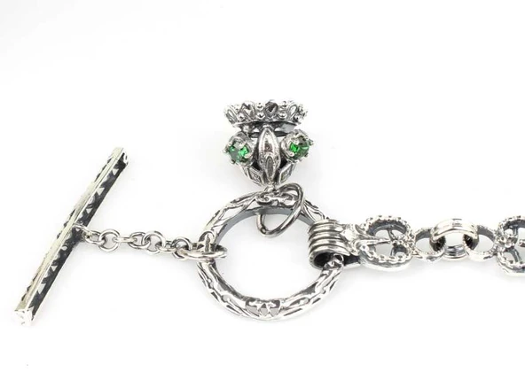 925 Ayar Gümüş Antik Bizans Toplu Tasarım Bileklik - Resim 11