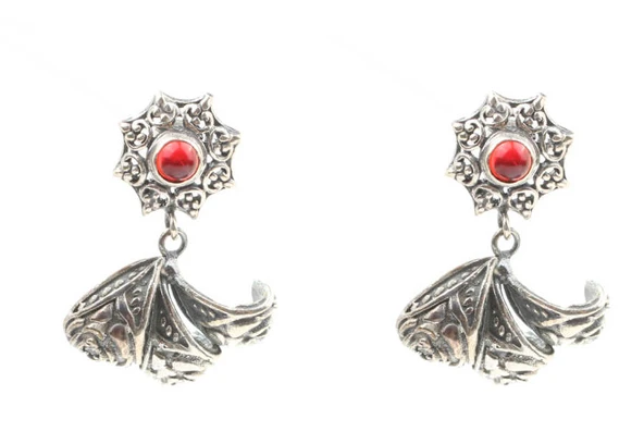 925 Ayar Gümüş Salkım Yapraklı Antik Küpe ürün görseli 1