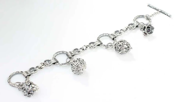 925 Ayar Gümüş Antik Bizans Toplu Tasarım Bileklik - Resim 4