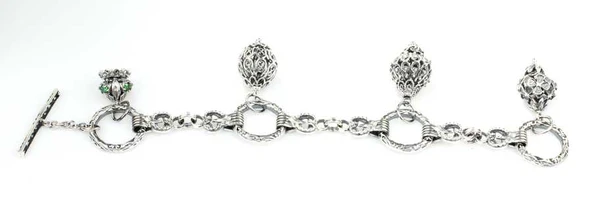 925 Ayar Gümüş Antik Bizans Toplu Tasarım Bileklik - Resim 6