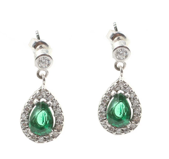 925 Ayar Gümüş Zümrüt Anturaj Küpe ürün görseli 1