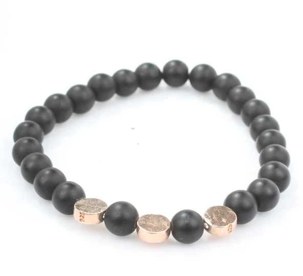 925 Ayar Gümüş Mat Oniks Taşlı Erkek Bilekliği ürün görseli 1