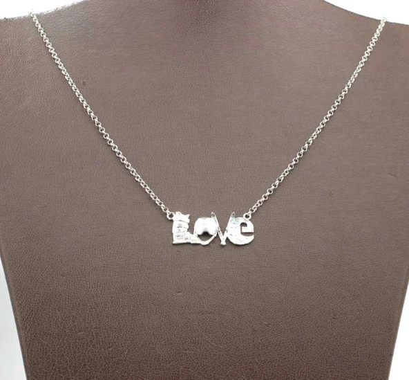 925 Ayar Gümüş Kayak Aşıklarına Özel Kolye - Resim 2