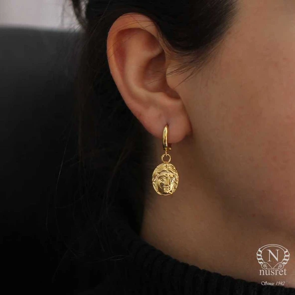 925 Ayar Gümüş Antik Roma Dönemi Motifli Küpe ürün görseli 1