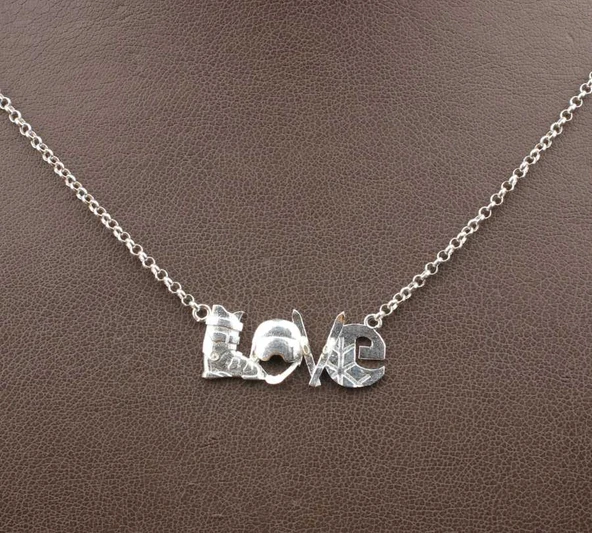 925 Ayar Gümüş Kayak Aşıklarına Özel Kolye ürün görseli