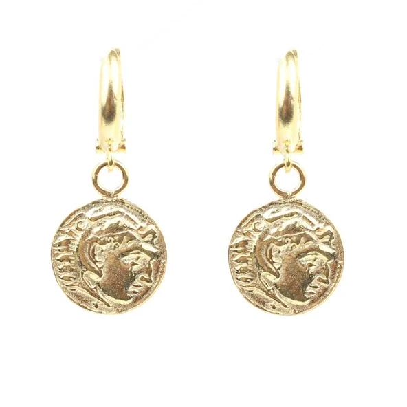 925 Ayar Gümüş Yüce Sezar Figürlü Küpe ürün görseli