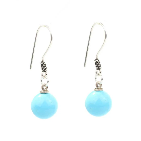 925 Ayar Gümüş Mavi Turkuaz Taşlı Küpe ürün görseli