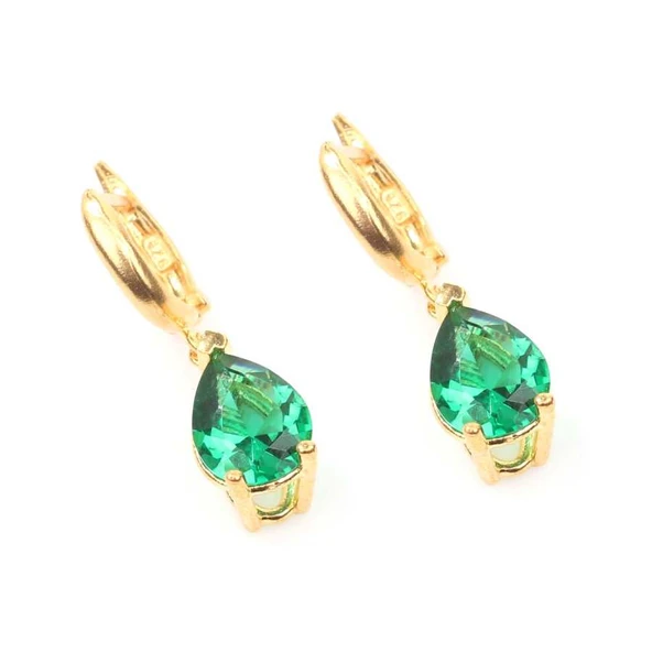 925 Ayar Gümüş  Zümrüt Rengi Küpe - Resim 9