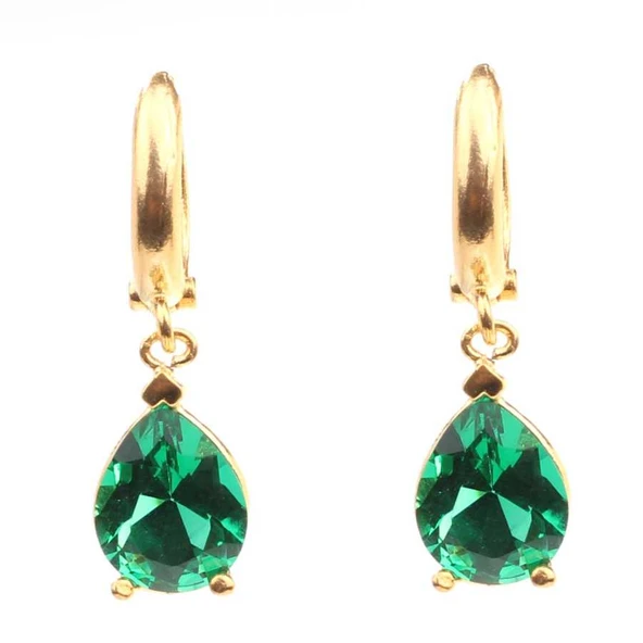 925 Ayar Gümüş  Zümrüt Rengi Küpe - Resim 6