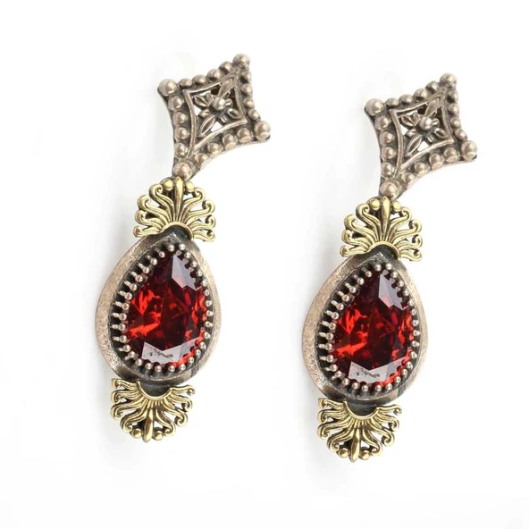 925 Ayar Gümüş Antik Tasarım Küpe - Resim 4