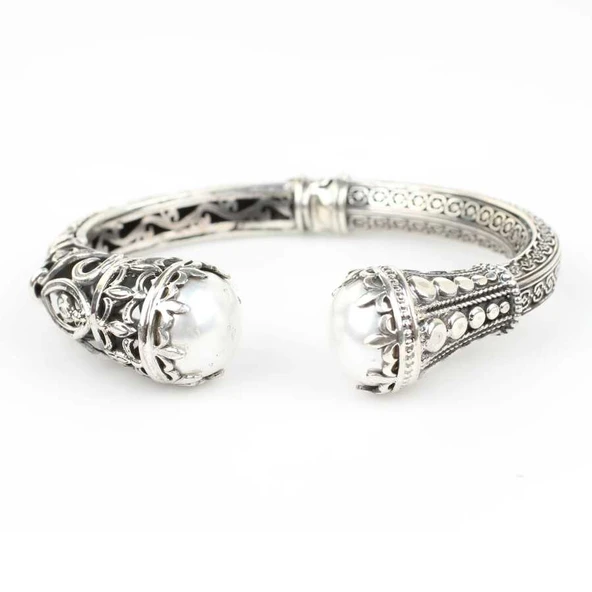 925 Ayar Gümüş İncili Antik Tasarımı Bileklik ürün görseli