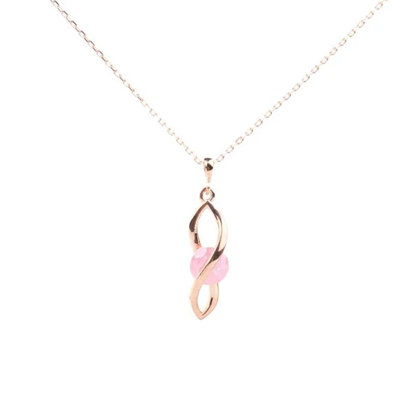 925 Ayar Gümüş Buzlu Pink Quartz Taşlı Sonsuzluk Model Kolye ürün görseli 1
