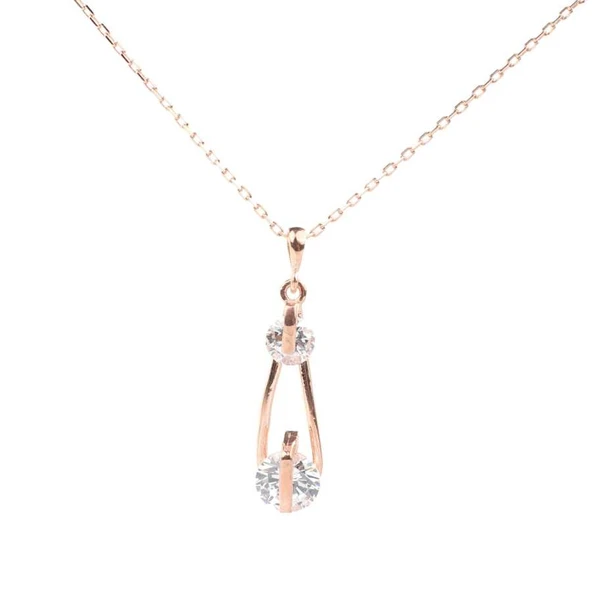 925 Ayar Gümüş Zirkon Tasarım Trend Kolye - Resim 2