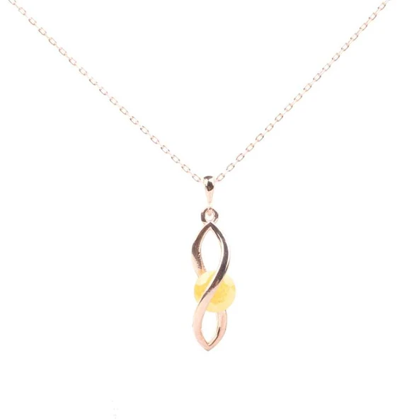 925 Ayar Gümüş Buzlu Limon Kuvars Taşlı Sonsuzluk Model Kolye ürün görseli