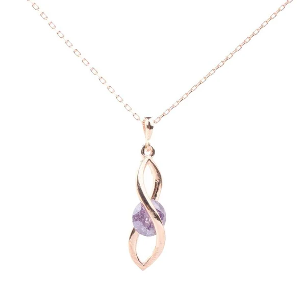 925 Ayar Gümüş Buzlu Ametist Taşlı Sonsuzluk Model Kolye ürün görseli 1