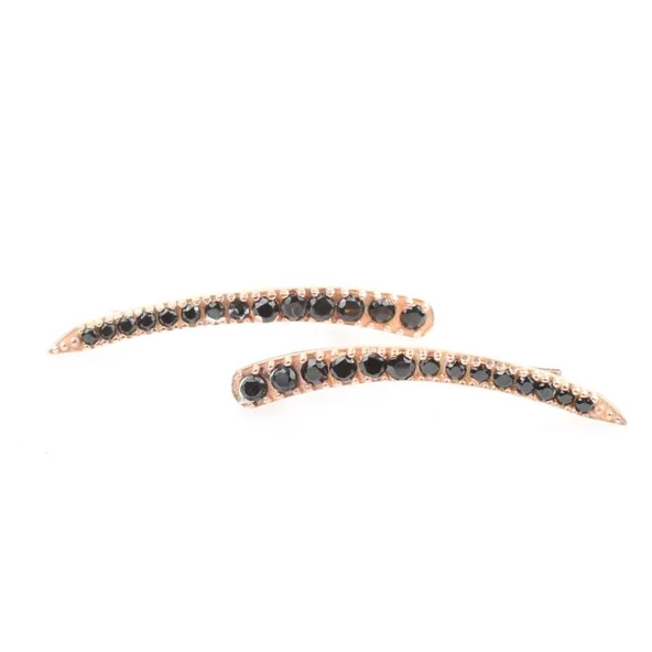 925 Ayar Gümüş Siyah Taşlı Earcuff Küpe ürün görseli