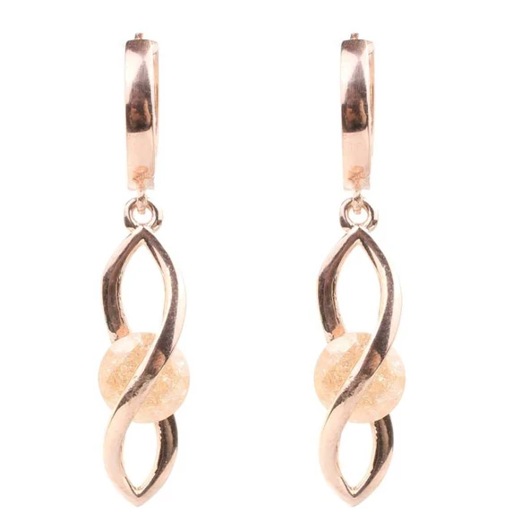 925 Ayar Gümüş Buzlu Şampanya Quartz Taşlı Sonsuzluk Küpe ürün görseli 1