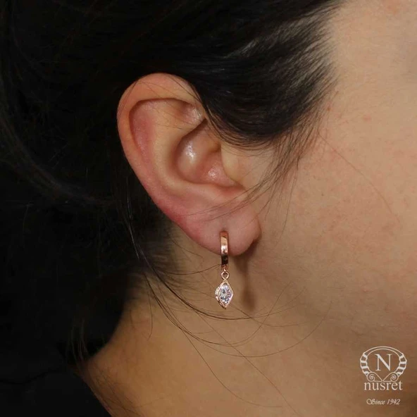 925 Ayar Gümüş Zirkon Taşlı Küpe - Resim 3