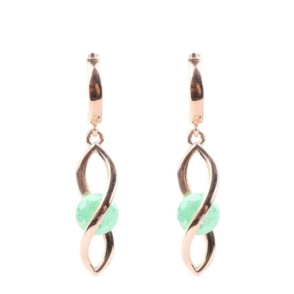 925 Ayar Gümüş Buzlu Yeşim Taşlı Sonsuzluk Küpe ürün görseli 1