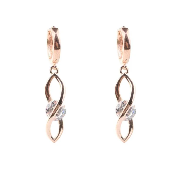 925 Ayar Gümüş Buzlu Zirkon Taşlı Sonsuzluk Küpe ürün görseli 1