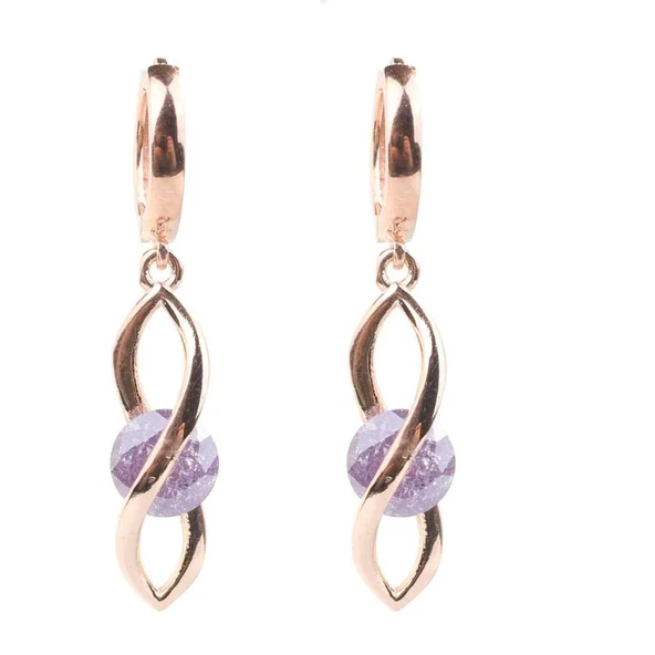 925 Ayar Gümüş Ametist Taşlı Sonsuzluk Küpe ürün görseli