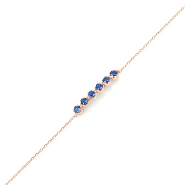 925 Ayar Gümüş Safir Taşlı 6 Sıra Suyolu Bileklik ürün görseli 1