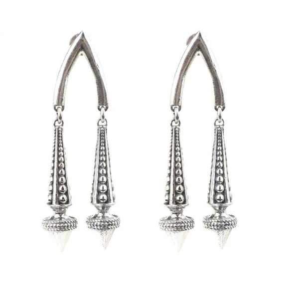 925 Ayar Gümüş  Çift Konik Küpe ürün görseli