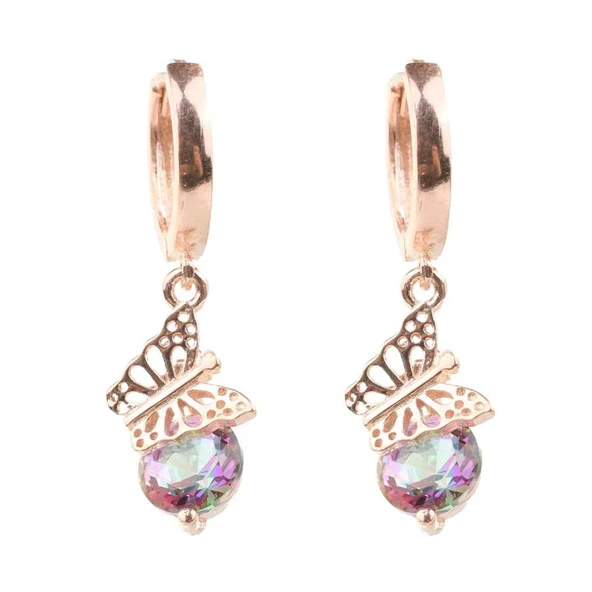 925 Ayar Gümüş Mistik Topaz Taşlı Kelebek Küpe ürün görseli 1