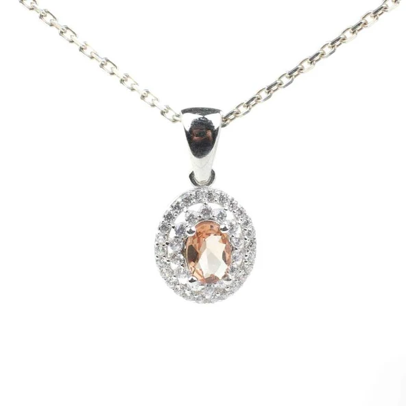 925 Ayar Gümüş Oval Zultanit Taşlı Minik Kolye ürün görseli