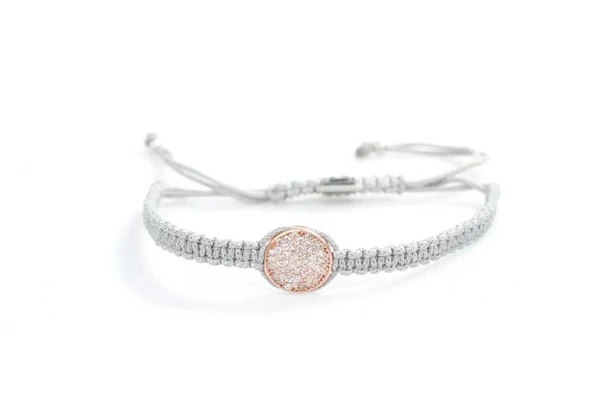 925 Ayar Gümüş Siyah ve Beyaz Zirkon Taşlı Çift Taraflı Gri Örgü Bileklik - Resim 5