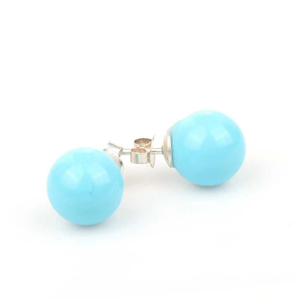 925 Ayar Turkuaz Taşlı Top Küpe ürün görseli 1