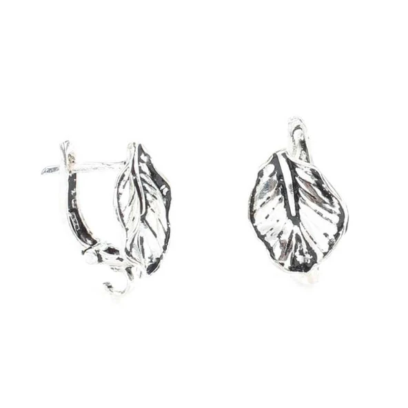 925 Ayar Sedef Yaprağı modeli Arkadan Kıskaçlı Küpe ürün görseli