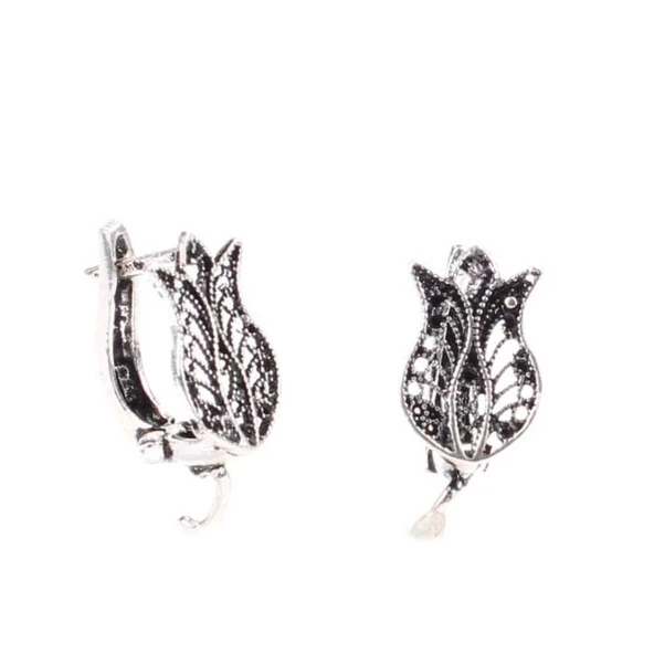 925 Ayar Telkari Lale modeli Arkadan Kıskaçlı Küpe ürün görseli