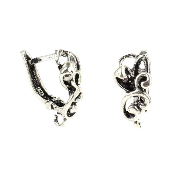 925 Ayar Gümüş Çiçek Desenli Arkadan Kıskaçlı Küpe ürün görseli