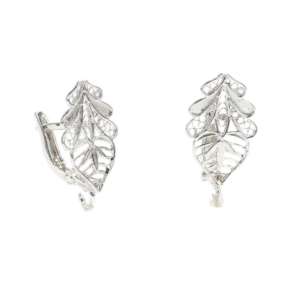 925 Ayar Telkari Kakao Yaprağı modeli Arkadan Kıskaçlı Küpe - Resim 2