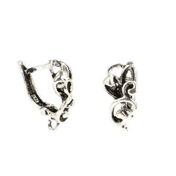 925 Ayar Gümüş Çiçek Desenli Arkadan Kıskaçlı Küpe - Resim 2