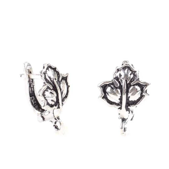 925 Ayar Çınar Yaprağı modeli Arkadan Kıskaçlı Küpe ürün görseli