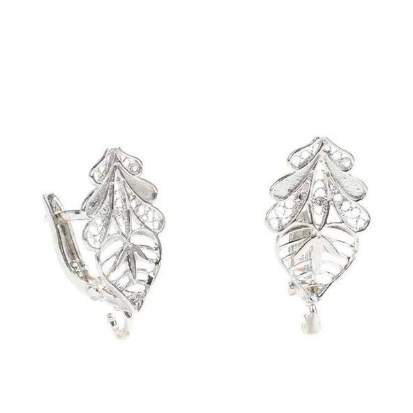 925 Ayar Telkari Kakao Yaprağı modeli Arkadan Kıskaçlı Küpe ürün görseli