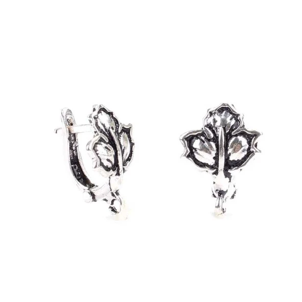 925 Ayar Çınar Yaprağı modeli Arkadan Kıskaçlı Küpe - Resim 2