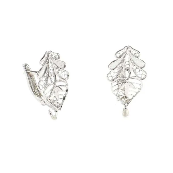 925 Ayar Telkari Kakao Yaprağı modeli Arkadan Kıskaçlı Küpe - Resim 4