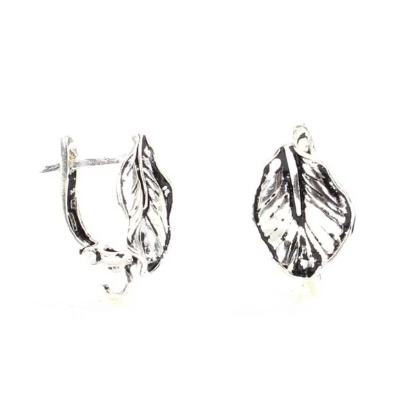 925 Ayar Sedef Yaprağı modeli Arkadan Kıskaçlı Küpe - Resim 2