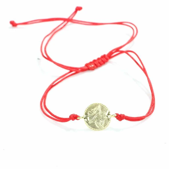 925 Ayar Gümüş Minik Tuğralı İpli Bileklik, Sarı ürün görseli