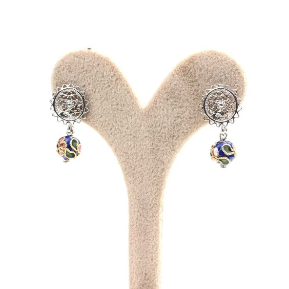 925 Ayar Gümüş Mineli Toplu Küpe - Resim 3