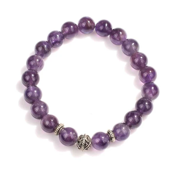 Nusrettaki 925 Ayar Gümüş Ametist Taşlı Bileklik - Resim 2