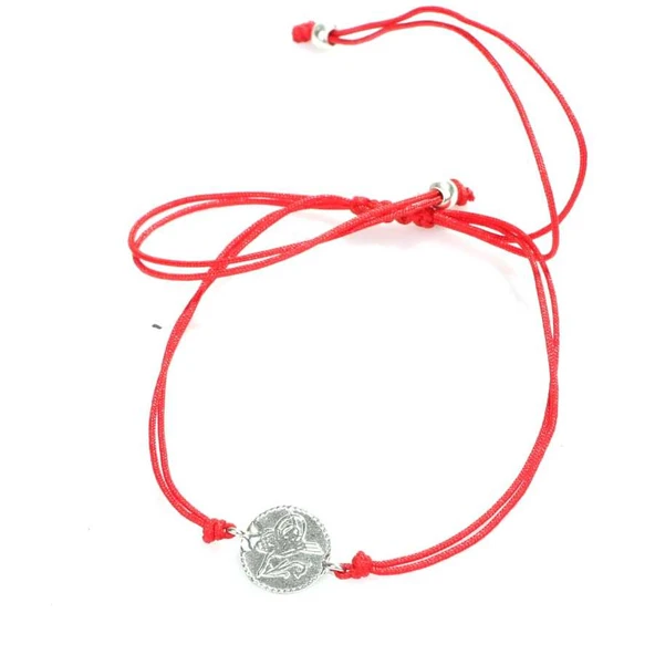 925 Ayar Gümüş Minik Tuğralı İpli Bileklik, Beyaz ürün görseli