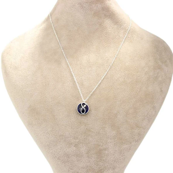 925 Ayar Gümüş Sonsuzluk Safir Kolye - Resim 3